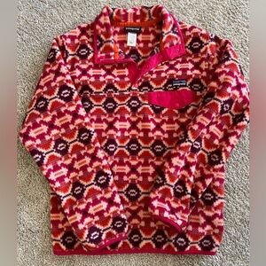 Patagonia Vibrant Red and Orange Patterned Fleece